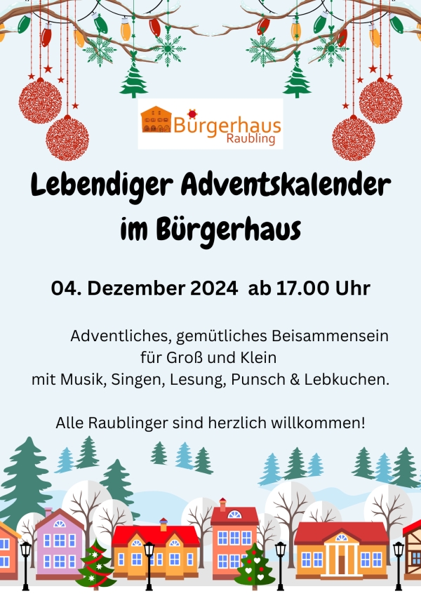 04. 12.2024 Lebendiger Adventskalender im Bürgerhaus ab 17 Uhr